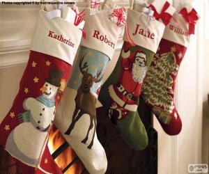 yapboz Dekorasyonu ile Noel çorapları